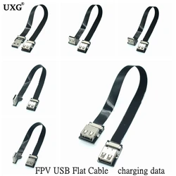 DIY Hot Sale USB 2.0 A Male To Female 90 Degree Angled Usb Extension Cord Flat Wire Charging Data FPV Cable 5cm 10cm 0.5m 1m