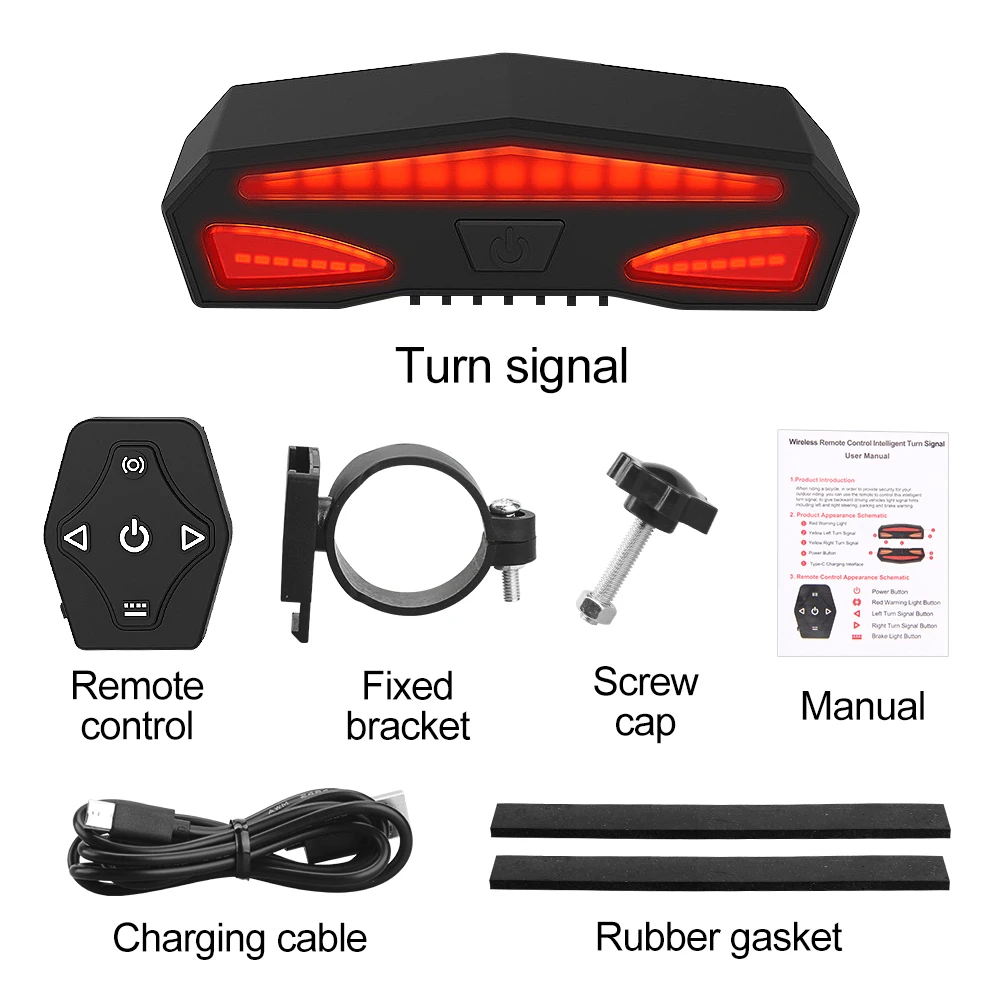 Smart Bike Rear Light Brake Remote Control Turn Signal Taillight USB Charging Bike Lamp LED Warning MTB Bicycle Light