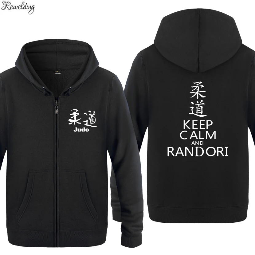 Keep Calm And Randori - Judo Hoodies Men Fashon Men's Long Sleeve Fleece Zipper Jackets Cardigans Hooded Sweatshirts Coat