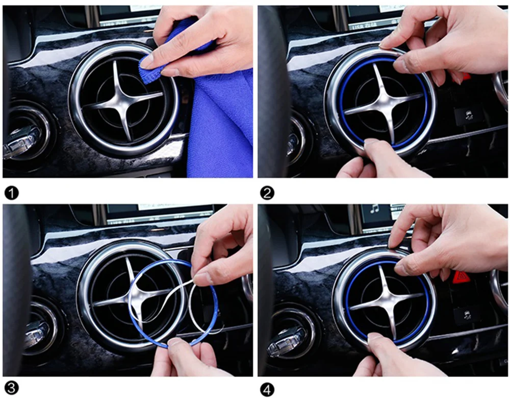 For Mercedes Benz SLK Class R172 SLK250d SLK300 SLK350 AMG BlueEfficiency Car AC Outlet Decoration Ring Stickers Vent Trim Cover