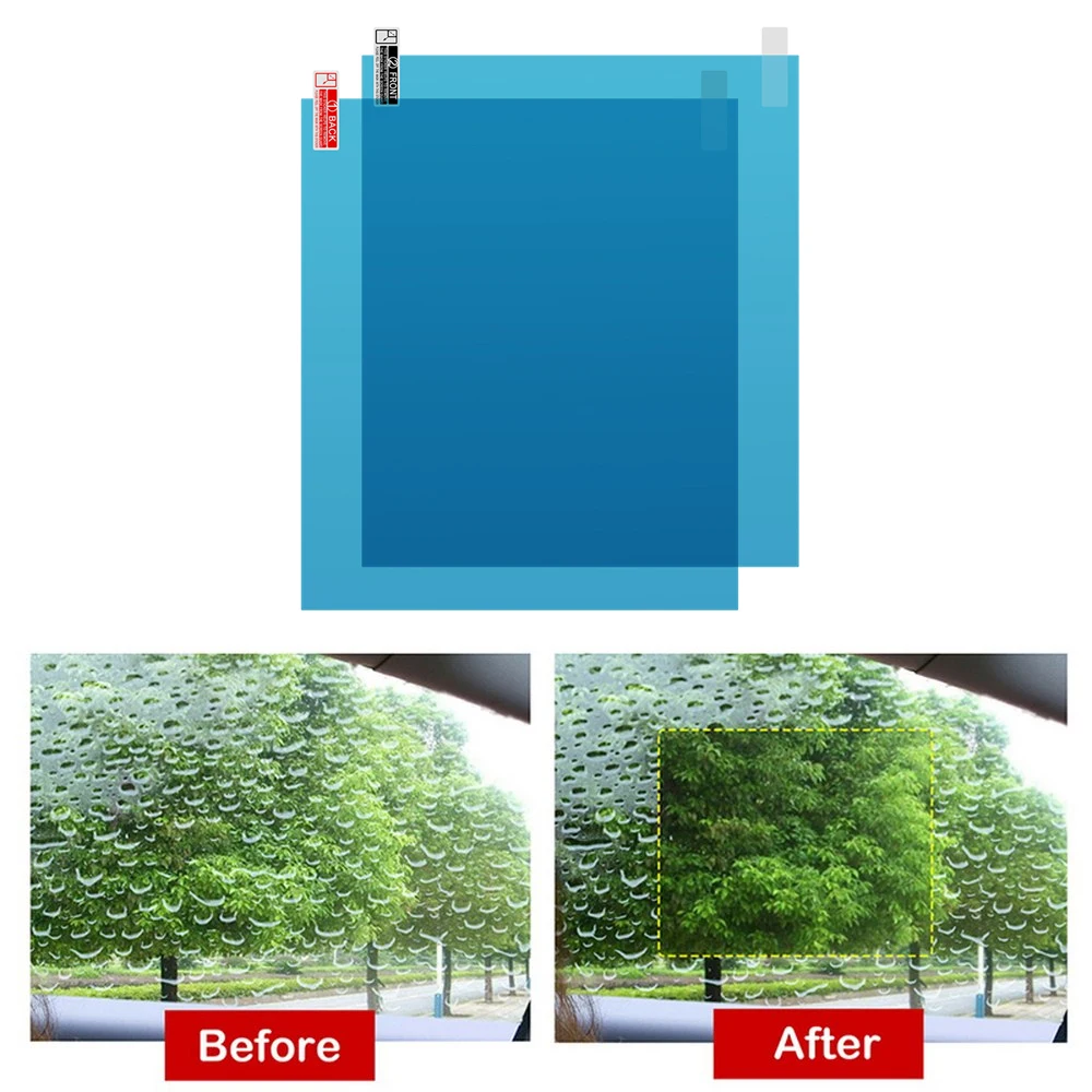 Filmes na frente do carro 2 peças, proteção contra o reflexo de faróis, chuva, nevoeiro etc. condições climáticas, anti-chuva
