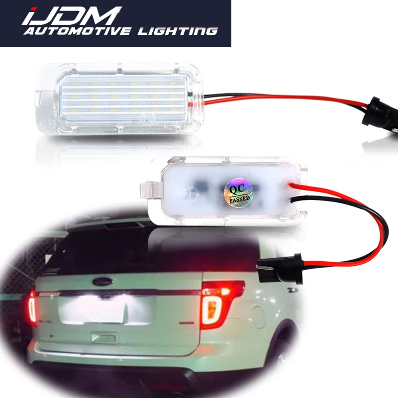 iJDM For Ford Explorer Escape Explorer Fiesta Fusion Lincoln MKC CAN-bus Xenon White 3W 18-SMD LED Car License Plate Lights 12V