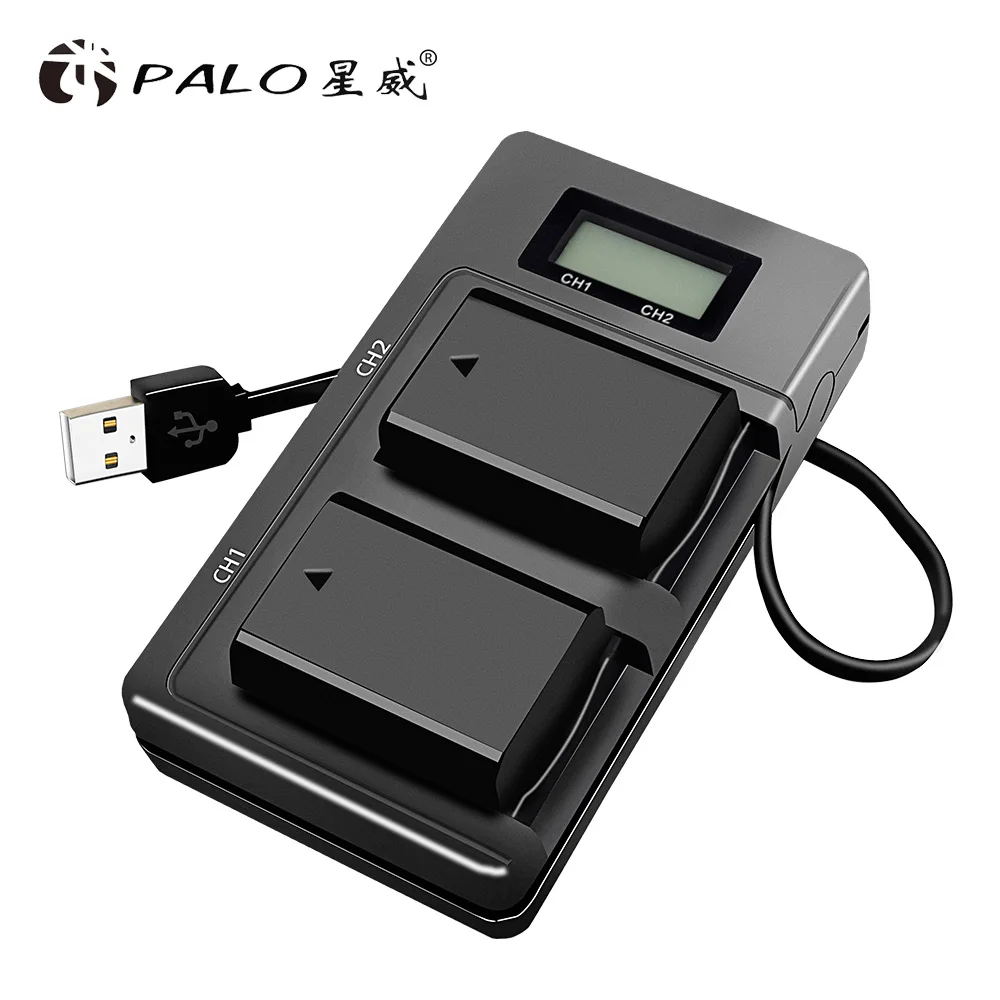 PALO NP-FW50 NP FW50 LCD Display Li-ion Battery Charger 2-Slot for Sony A6000 A6400 A6300 A6500 A7 A7II A7RII A7SII A7S A7S2 A7R