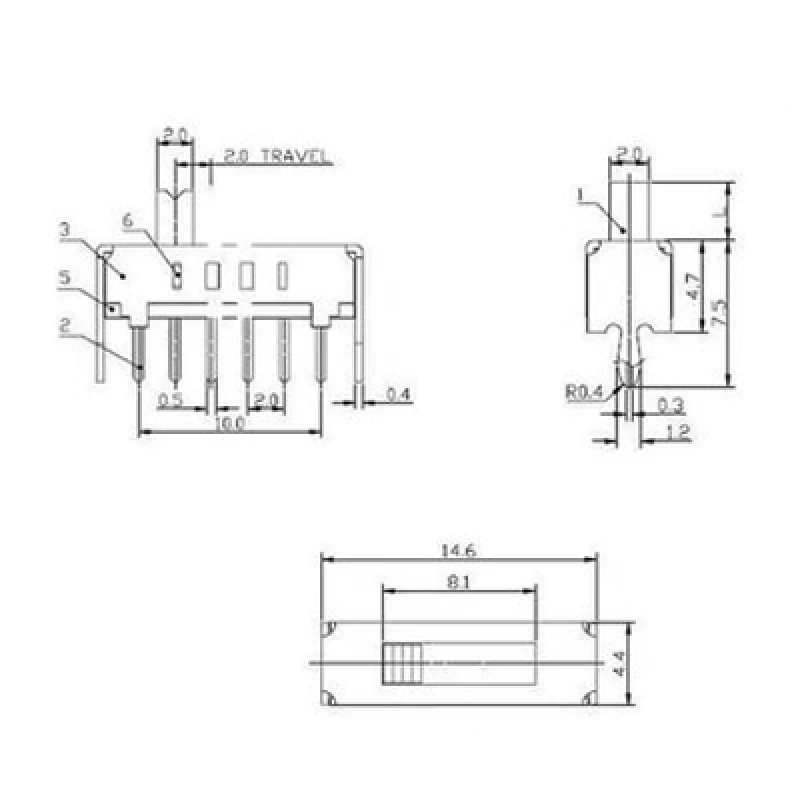 10 Chiếc SS14D01 Tặng Công Tắc Interruptor Cầu Trượt Mini Công Tắc 6pin