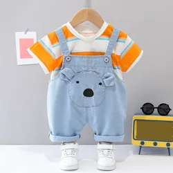 Summer boy clothes baby suit children striped T-shirt + cartoon pants 2 pcs Boys Sets 1-4 years clothing