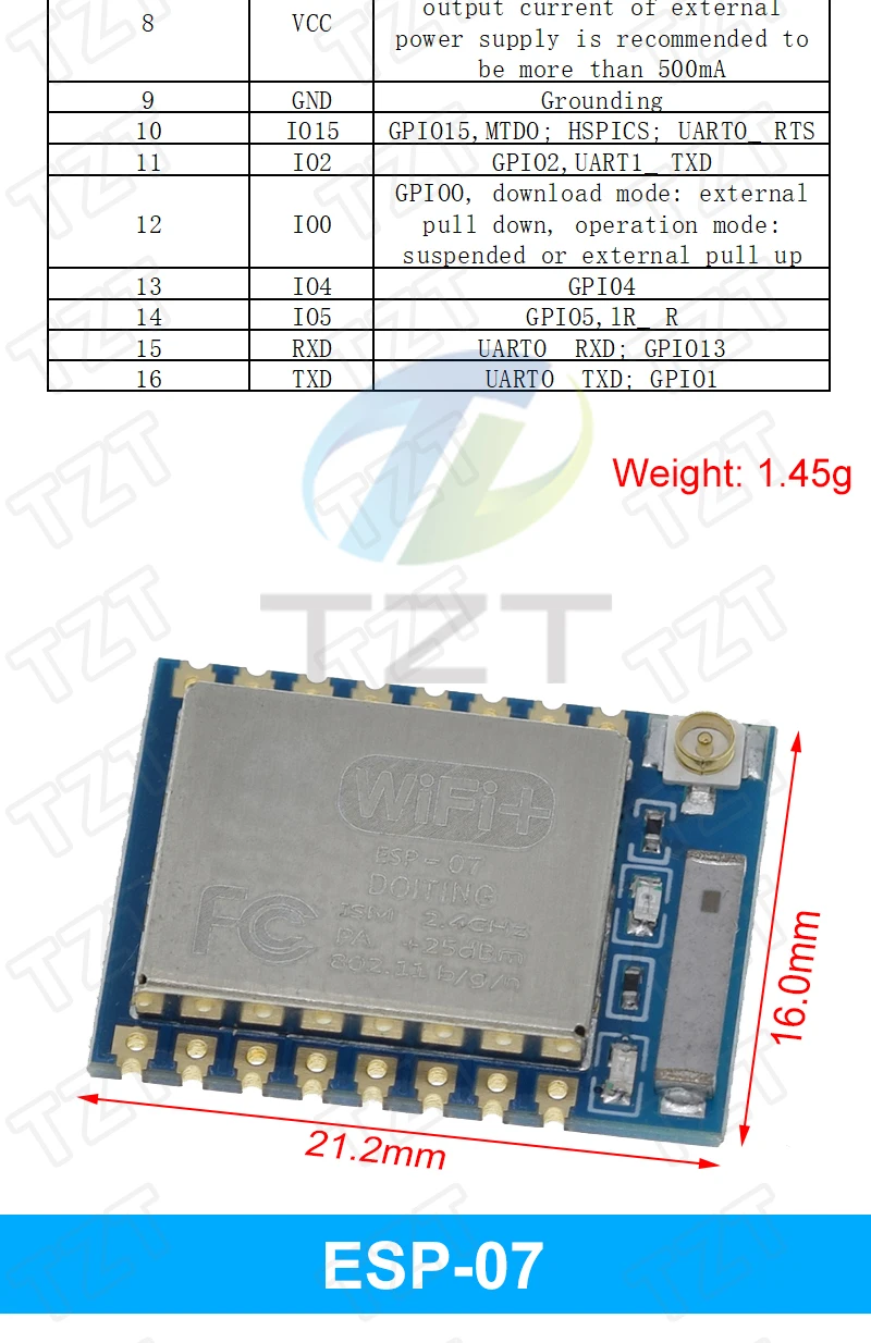 ESP8266 ESP-01 ESP-01S ESP-07 ESP-12E ESP-12F ESP-32 ESP-32S Serielles WLAN-Modul Drahtloser Transceiver 2,4G für Arduino – Detail 7