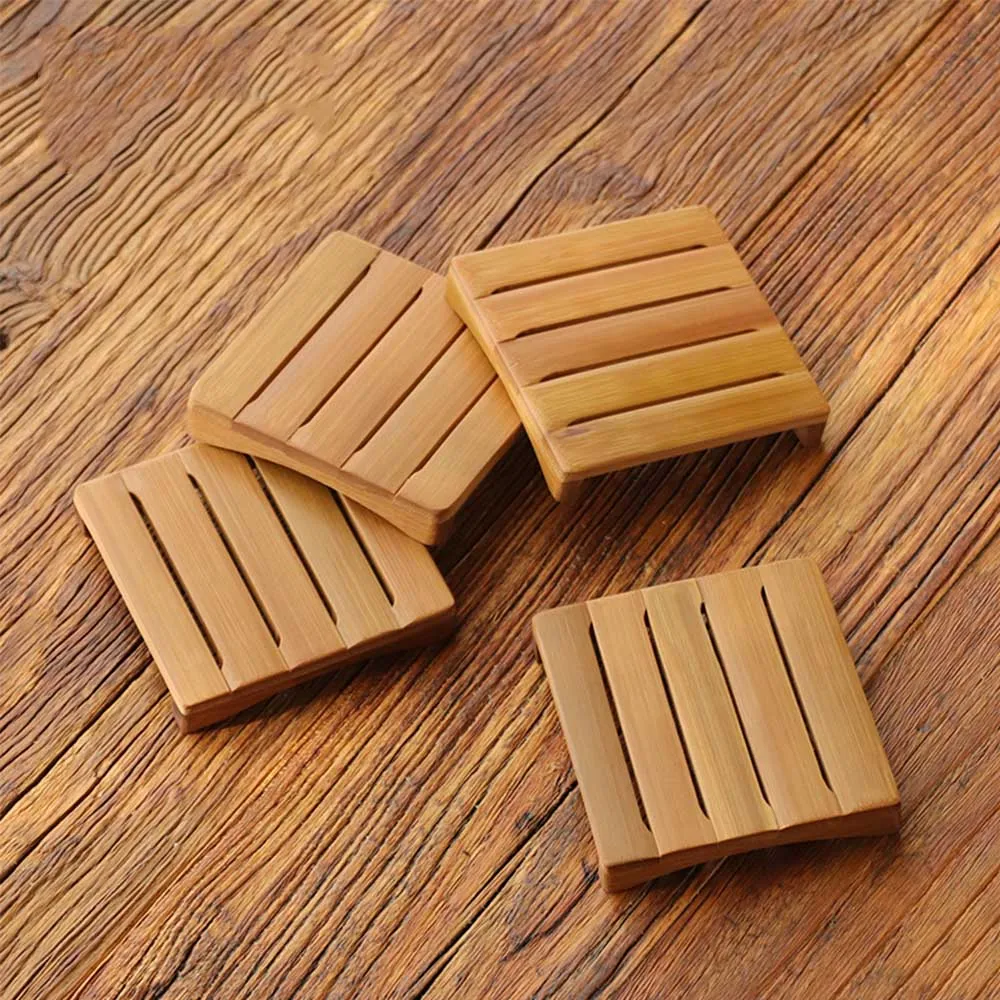 Natural Solid Bamboo Teacup Tray Chinese Style Kungfu Black Green Tea Teapot Insulation Pad Handmade Coaster for Coffee Cup Mugs