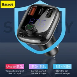 Baseus – transmetteur FM Bluetooth 5.0 mains libres, lecteur MP3 et PPS QC3.0 QC4.0 5A, Kit de chargement automatique rapide, Audio, accessoire de voiture