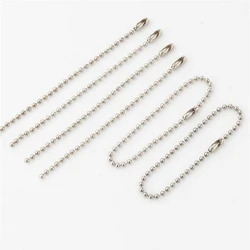 50pcs Rhodium Round Ball Bead Chains 12cm 15cm Length Dog Tag Bulk Chains With Connector For DIY Pendant Jewelry Findings