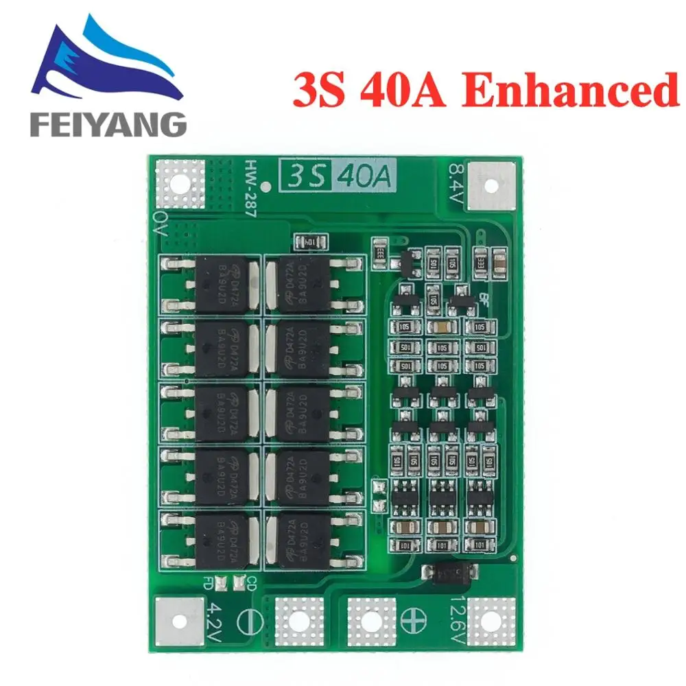 3S 4S 40A Li-ion Lithium Battery 18650 Charger PCB BMS Protection Board with Balance For Drill Motor 14.8V 16.8V Lipo Module