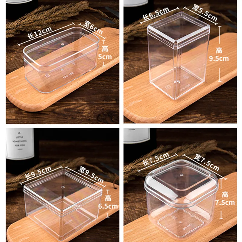 20pcs High quality square cake box baking packaging biscuits dessert box birthday party favors boxes transparent flower gift box