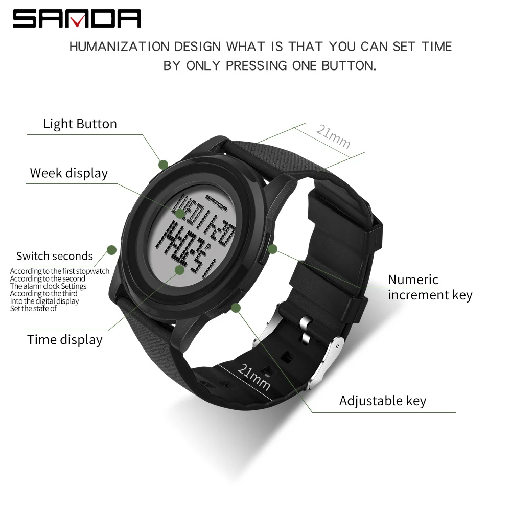 SANDA Brand Luxury 9mm Super Slim Sport Watch Men Electronic LED Digital Wrist Watches For Men Male Clock Relogio Masculino