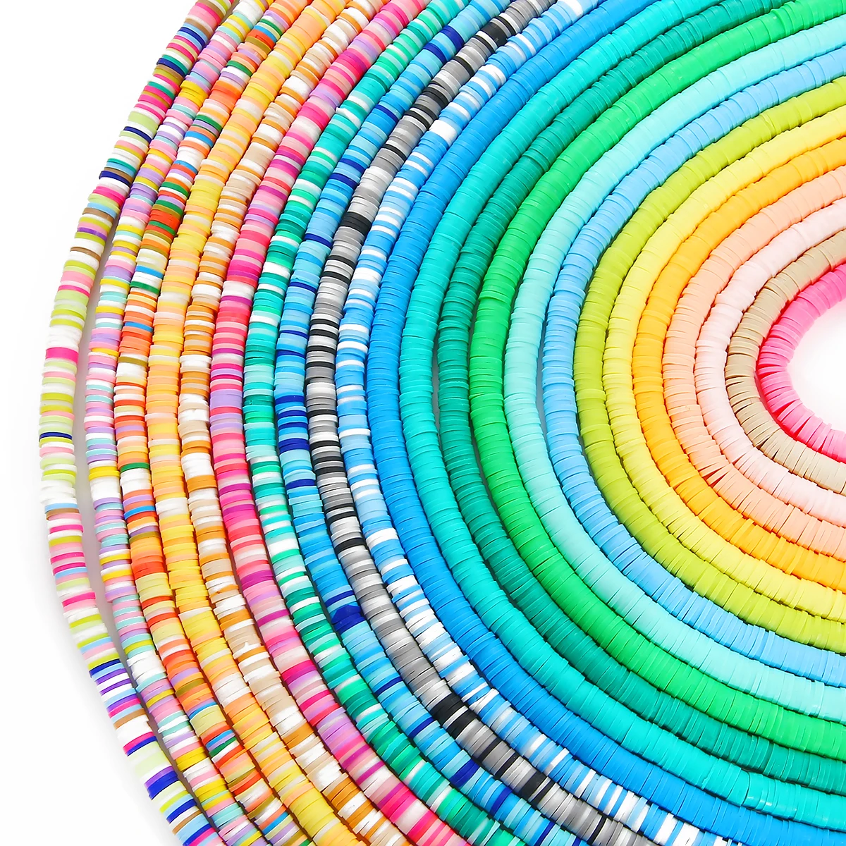 350Pcs 3/4/5/6mm Multicolor Flat Round Polymer Beads Chip Disk Loose Spacer Beads For DIY Jewelry Making Bracelets Handmade