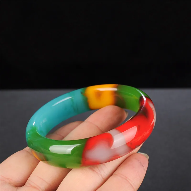 Xinjiang Gobi Hotan Jade Gold Silk Jade Colorful Jade Floating Flower Jade Bracelet Women's Popular Bracelet Jewelry