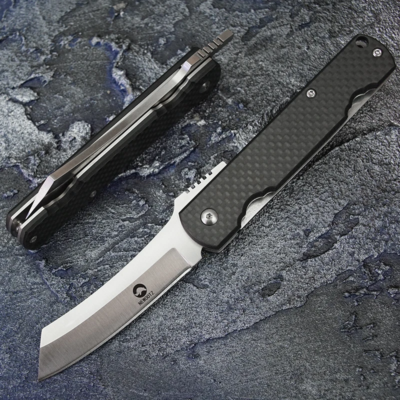 NEWOOTZ Higonokami Gấp Dao Bỏ Túi Có Kẹp Sợi Carbon Tay Cầm EDC Chiến Thuật Dao Sinh Tồn Tự Vệ Cắm Trại