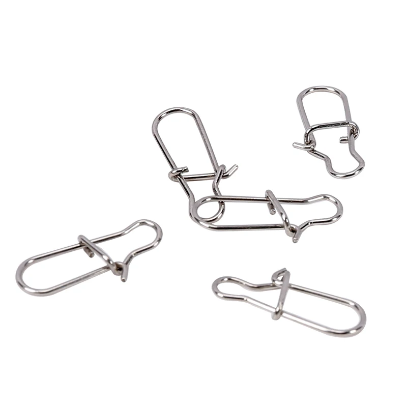 TSURINOYA Stainless Steel Fishing Snaps 50PCS Fastlock Clips Safety Pin Connector Accessories Tackle for Lures Hooks