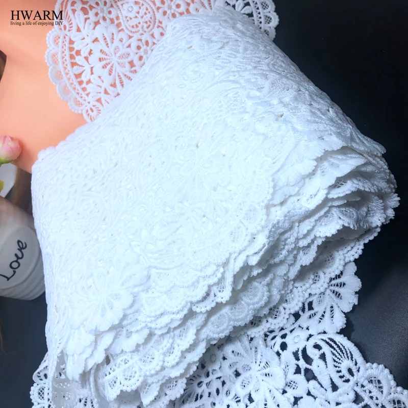 Tissu africain en dentelle blanche en rotin, 17.5cm, 5 m, fleur, garniture de mariage, chapeau, oreiller, jupe, accessoires bricolage, couture complète de robe