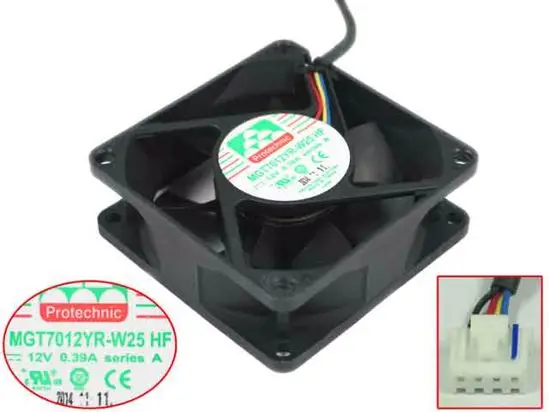 

MAGIC MGT7012YR-W25 HF DC 12V 0.39A 70x70x25mm 4-Wire