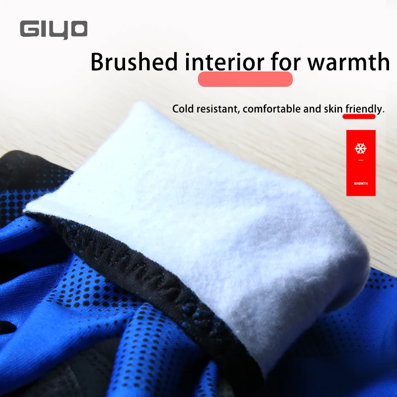 GIYO – gants de vélo antidérapants, en tissu Lycra brossé, avec écran tactile, doigts complets, pour la course, l'équitation et le cyclisme