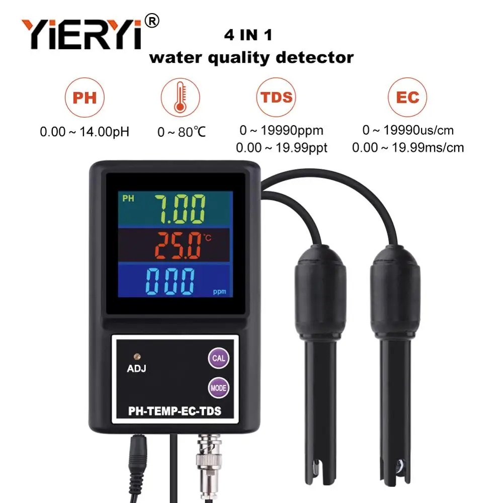 

Digital PH EC TDS TEMP Water Quality Tester PH-260 Online Multi-parameter Controller Swimming Pool Aquiculture Monitor Meter ATC