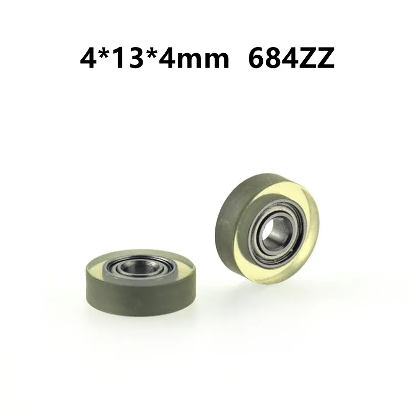 10pcs/50pcs PU68413-4 4*13*4mm Polyurethane PU 684ZZ Miniature Roller Bearing Soft Rubber Friction Pulley 4x13x4mm