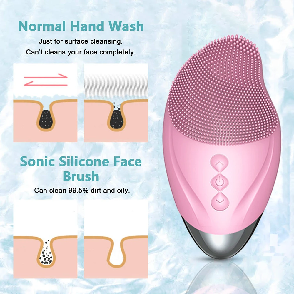 Electric Face Cleansing Brush Warm Eyes Massage Eye wrinkles Soft Silicone Face Cleanser Brush Sonic Vibration Pore Cleanser