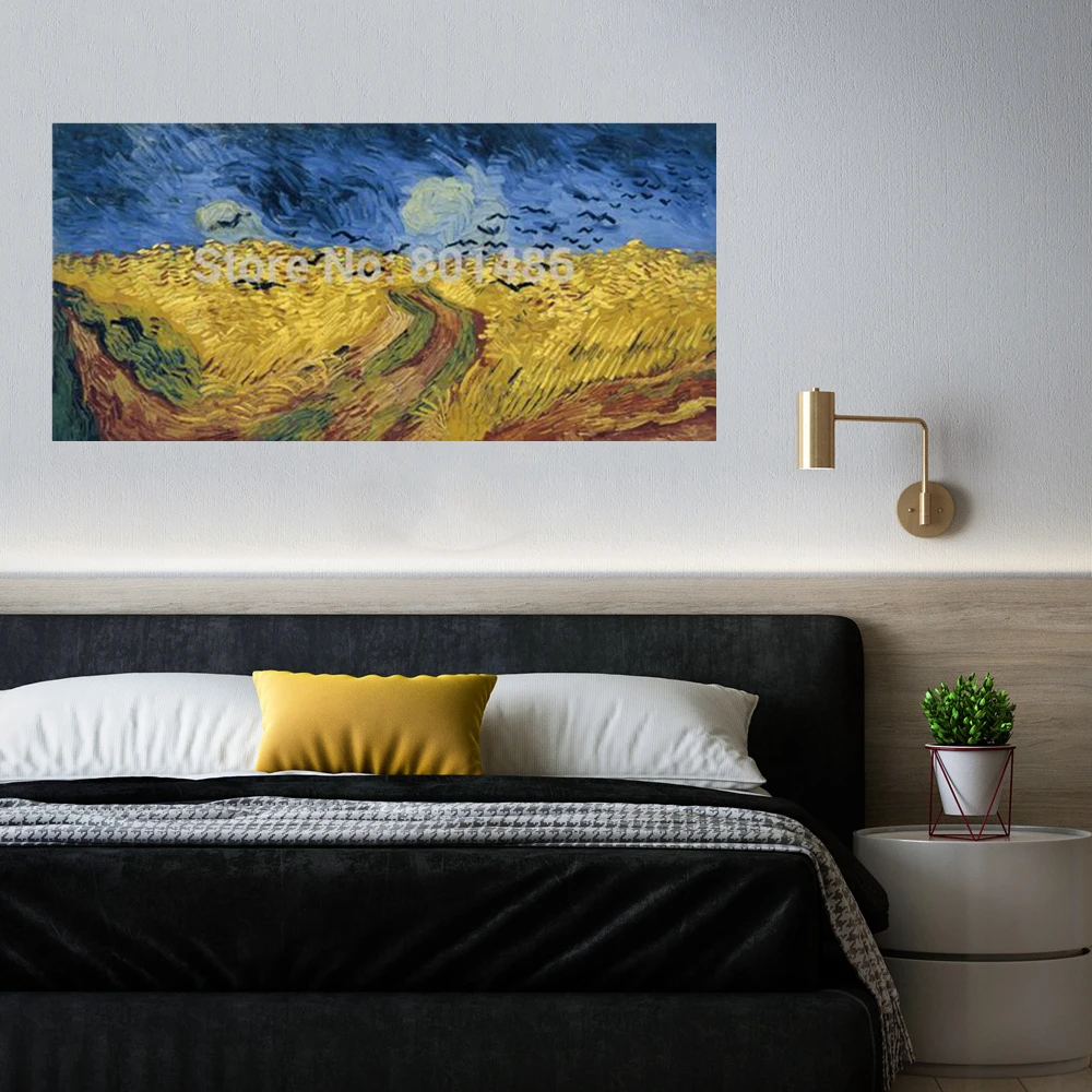 

Wheatfield with Crows Landscape Painting Print on Canvas Van Gogh Artwork Home Decorative Picture Office Wall Decor Drop Ship