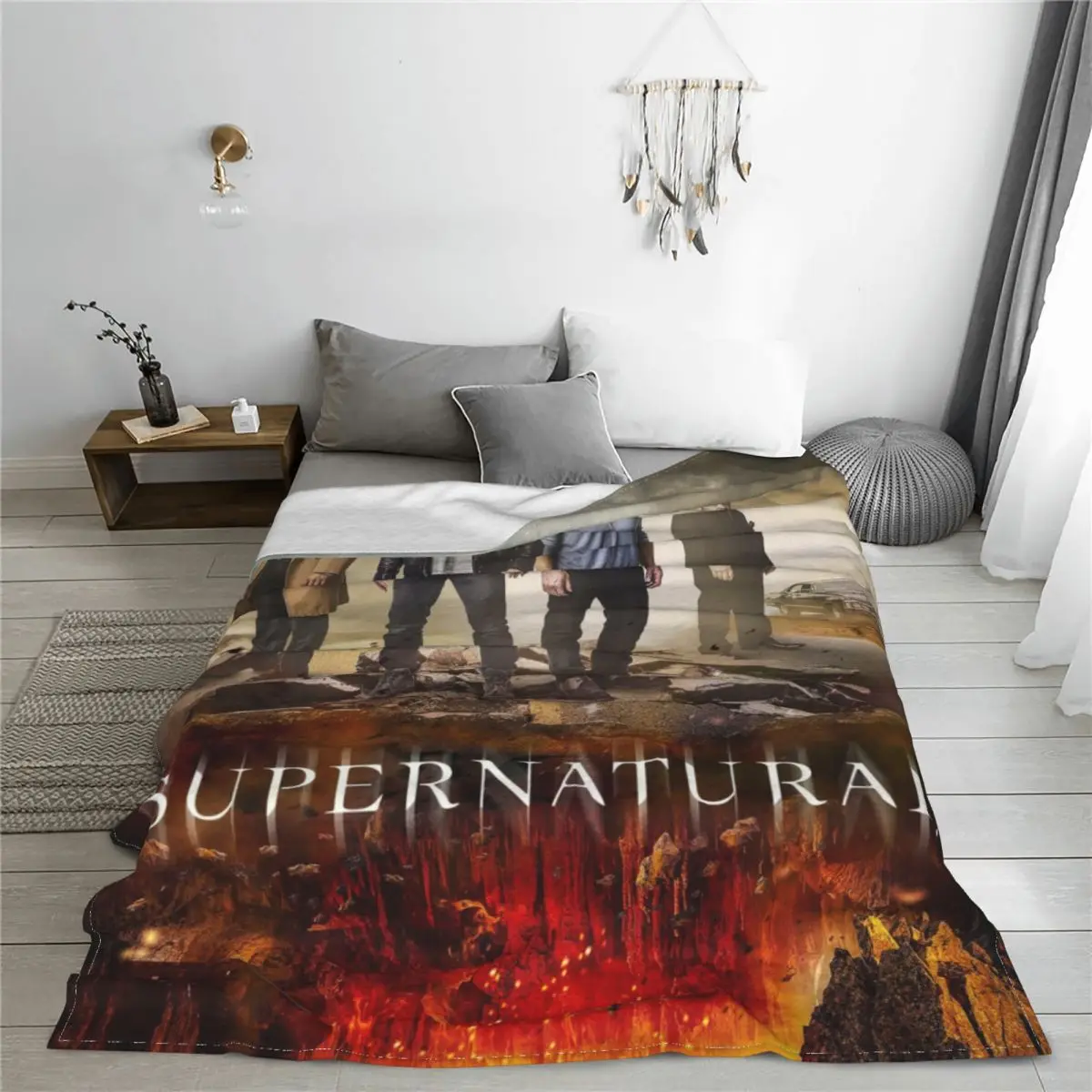 Supernatural Movie Knitted Blankets Carry on My Wayward Son Sam Dean Castiel Plush Throw Blanket Bed Sofa Soft Warm Bedspreads