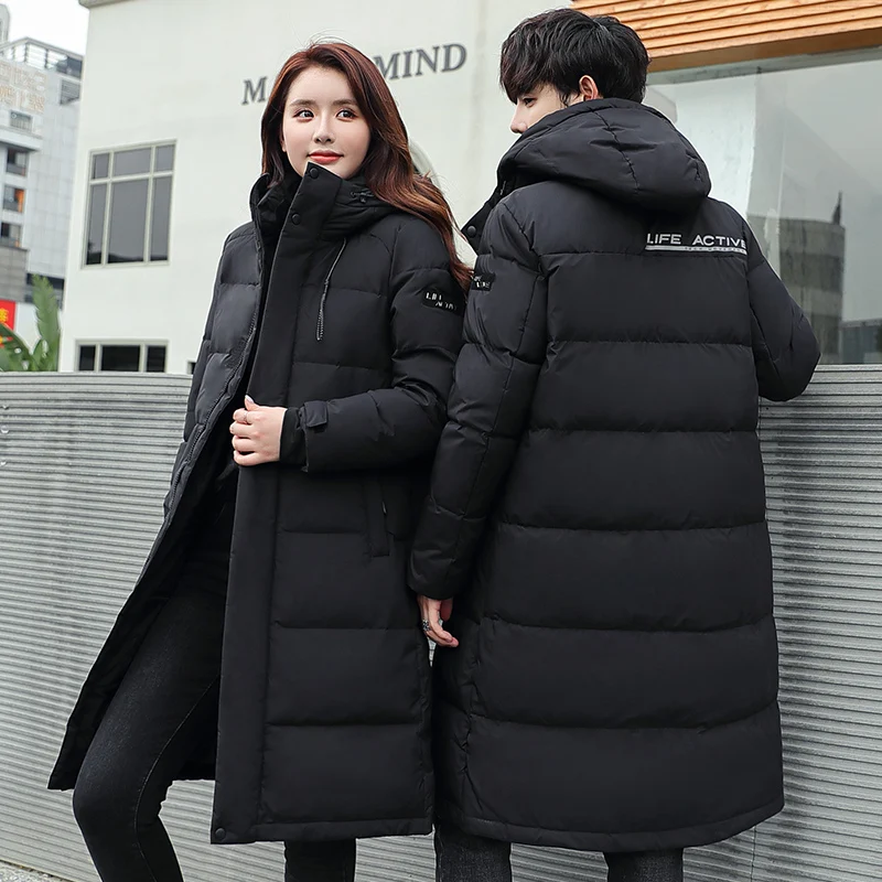 2021 men's down jacket  long coat winter version thickened coat brand overalls down jacket hooded white duck down warm lovers