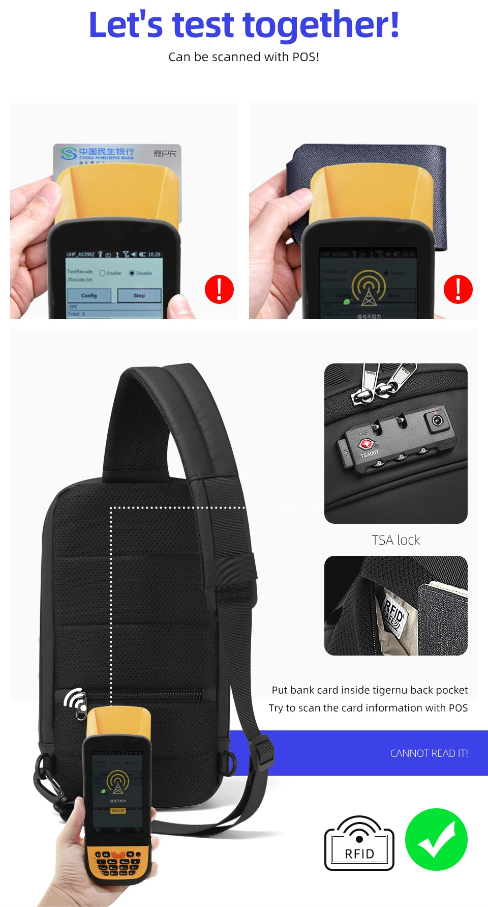 Tigernu Mode Männer Hohe Qualität Umhängetasche Spritzwassergeschützte Brust Tasche Anti-diebstahl USB Lade Casual Brust Tasche Männlichen Tasche – Detail 8