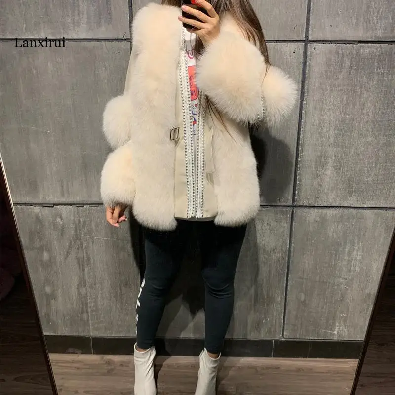 Woman Puffy Coat Teddy Jacket Fake Rabbit Bear Winter Crop Fur Jackets Bolero Coats For Women Fashion Ladies Long Sleeve Coat