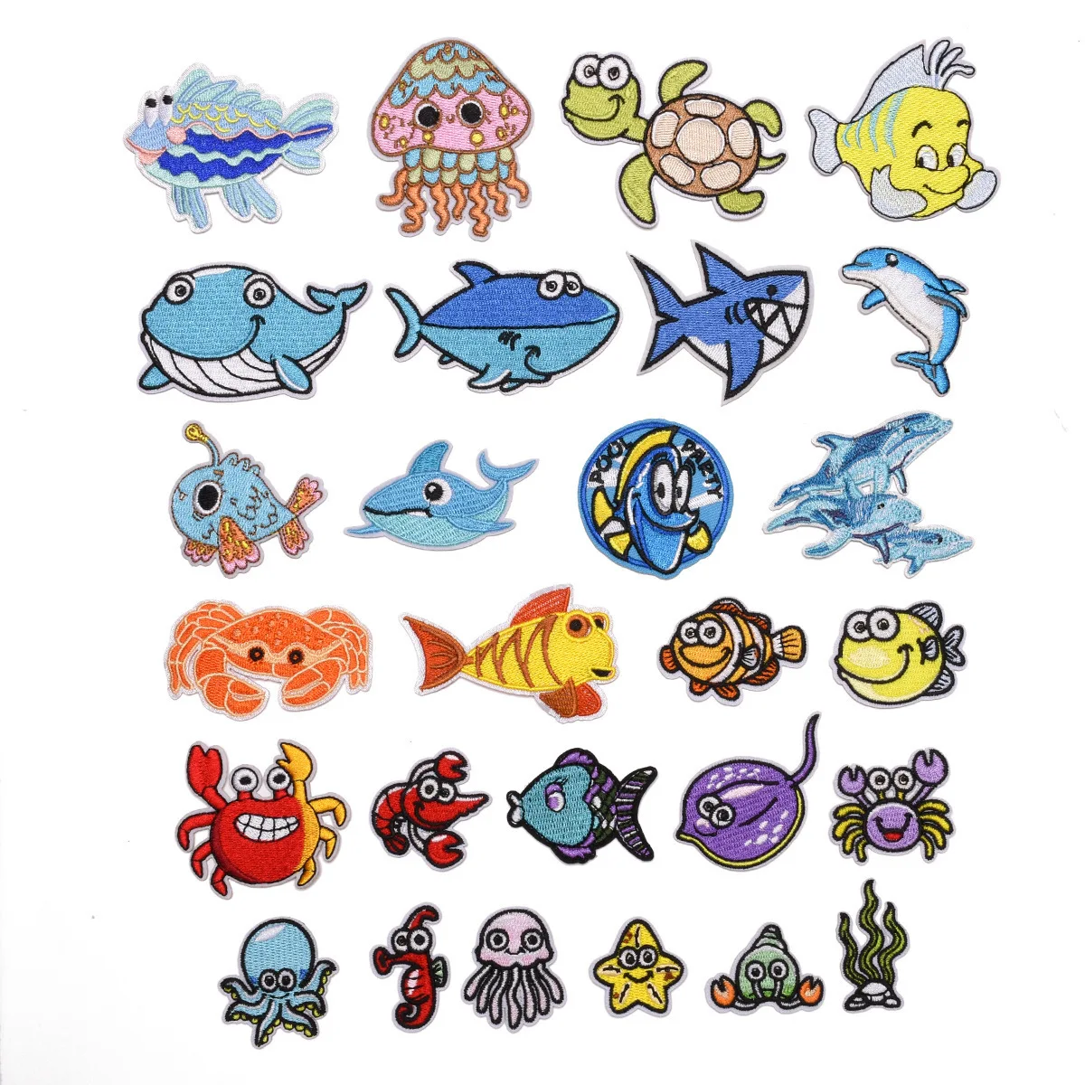 

Cartoon Undersea World Fish Embroidered Patches Iron on Stickers for Clothing Applique Diy Accessories Clothes Badges for Kids