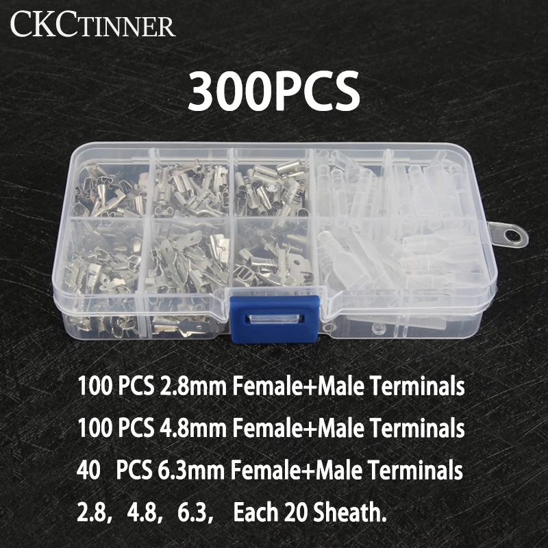 300PCS 2.8/4.8/6.3mm Crimp Terminals Insulated Seal Electrical Wire Connectors Crimp Terminal Connector Assortment Kit