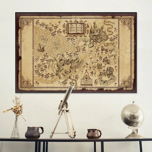 Magic World Hufflepuff Castle Map Poster The Marauders Map Canvas Painting  Classic Movie Wall Art Prints Boys Room Home Decor