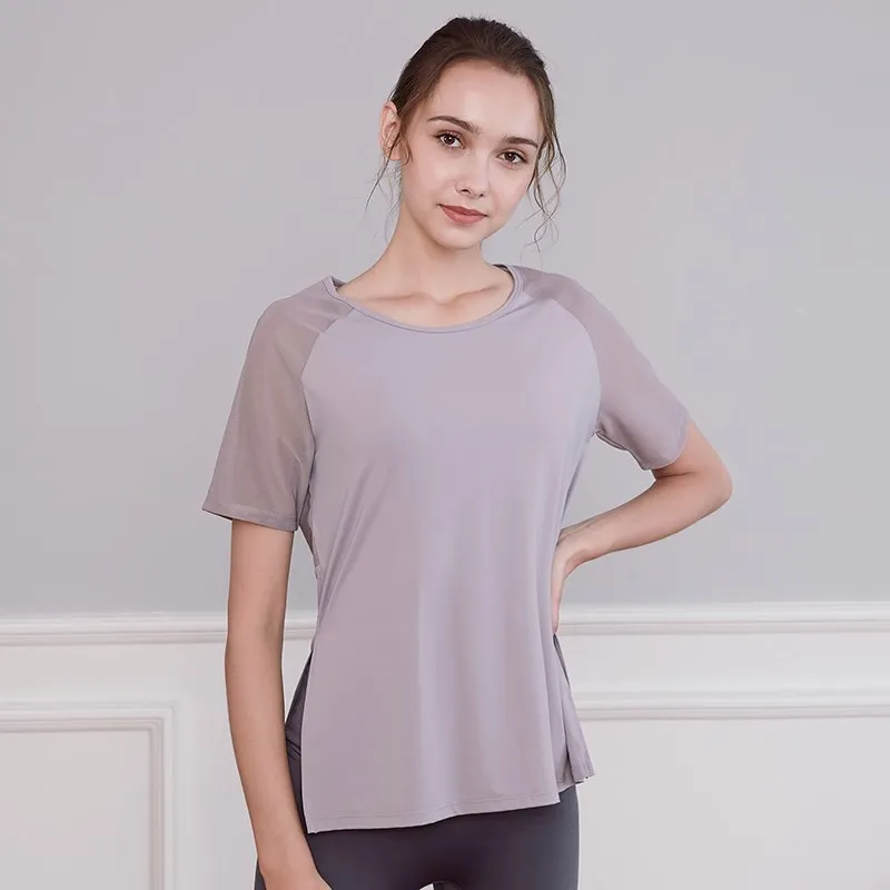 Vansydical Fitness Breathable Sportswear Women T-Shirt Sport Yoga Top Quick Dry Running Shirt Gym Clothes Sports Short Sleeve