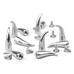10Sets Wolf Tooth Shape Rivet Screw Punk Style Stud Leathercraft Spikes DIY Craft Clothes Jewelry Accessories 6.8x21mm Wholesale