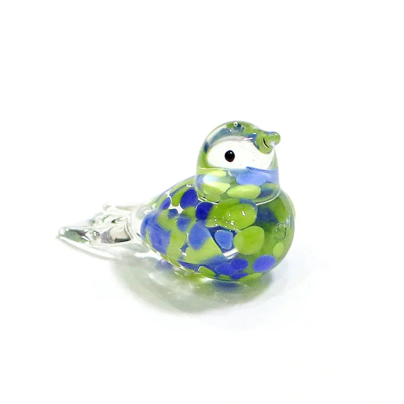 Mini Handmade Glass Bird Figurines Cute Vivid Animal Craft Ornaments New Year Gifts For Kids Home Fairy Garden Decor Accessories