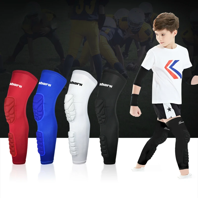 Professional Kids Children Teenagers Sports Long Crashproof Honeycomb Kneepads Compression Leg Sleeves Baketball Knee Supports