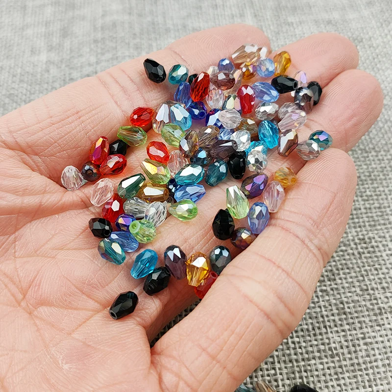 UPGFNK Water droplet pear shaped Austrian crystals beads 4*6mm 100pcs loose Glass beads Jewelry Making DIY bracelet Accessories