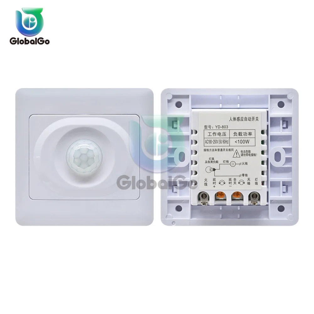 AC180-250V 50 60Hz Automatic On Off Wall Light Lamp Switch PIR Infrared IR Motion Sensor Switch Smart Home Improvemt