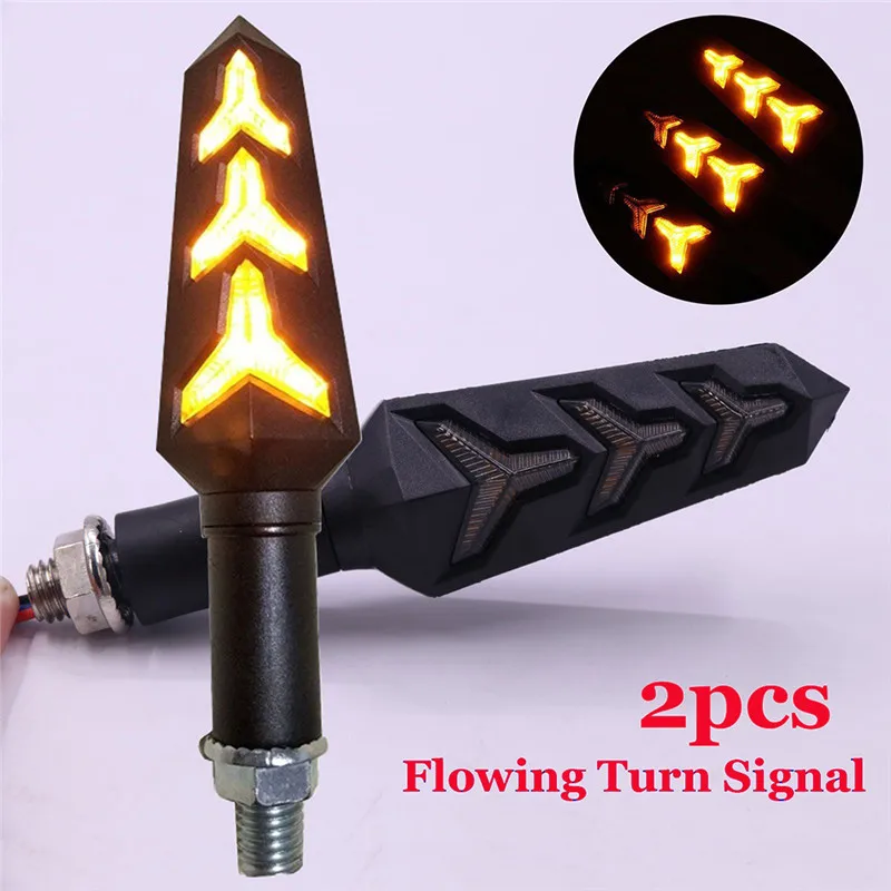 2Pcs Motorcycle LED Turn Signal Lamp Sequential Amber Shock Resistant Low Energy Consumption Flowing LED Indicator Lights#296158