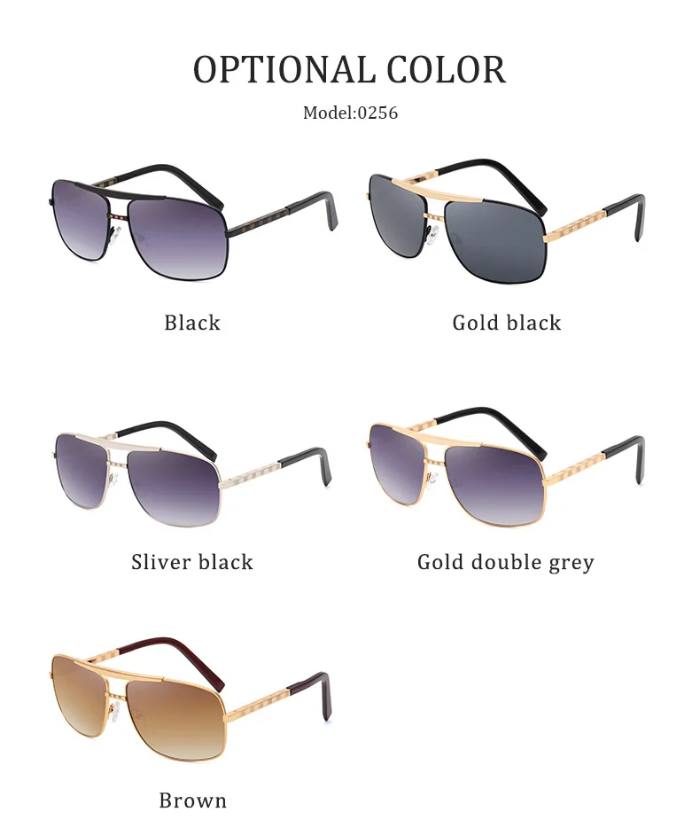 Vintage quadratische Sonnenbrille Männer Luxusmarke Designer Metallrahmen Sonnenbrille für männliche Mode rechteckige Sonnenbrille Gafas de Sol – Detail 14