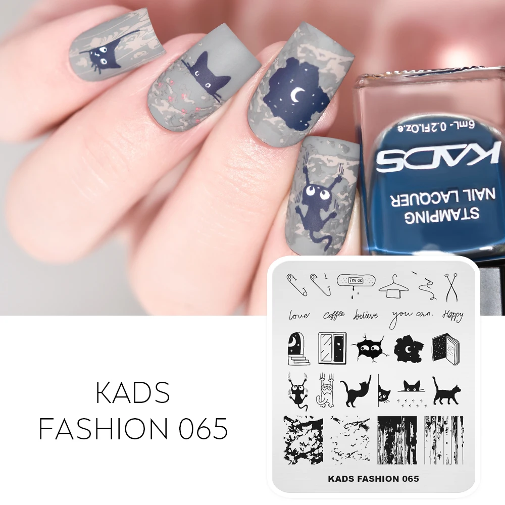 KADS Nail Art Stamp Template Cracks Wood Grain Cats Pattern Nail Stamping Plate Fashion Design Nail Art DIY Nail Image Plate image 2