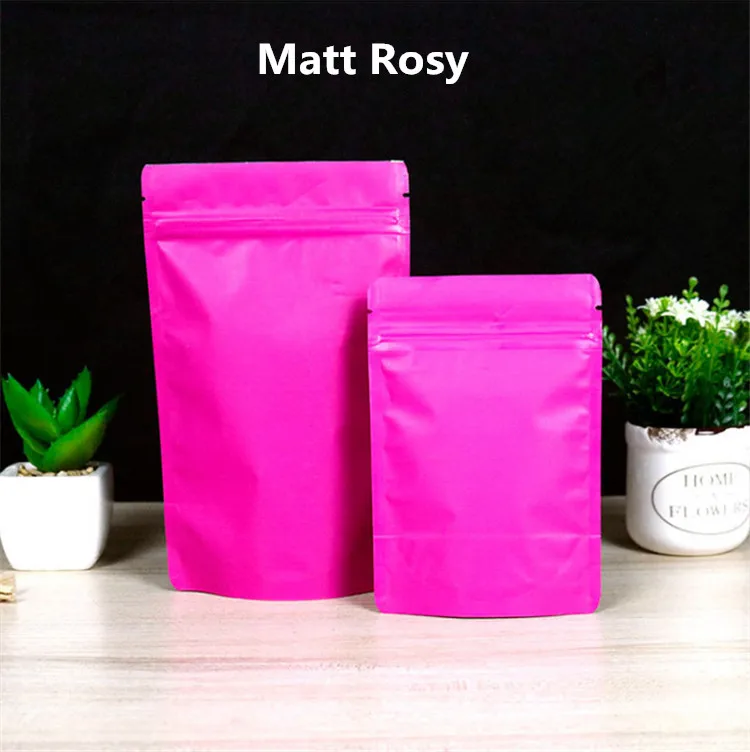 100PCS Stand Up Matte Aluminum Foil Ziplock Bag Resealable Coffee Beans Chocolate Snack Candy Sugar Xmas Gifts Packaging Pouches