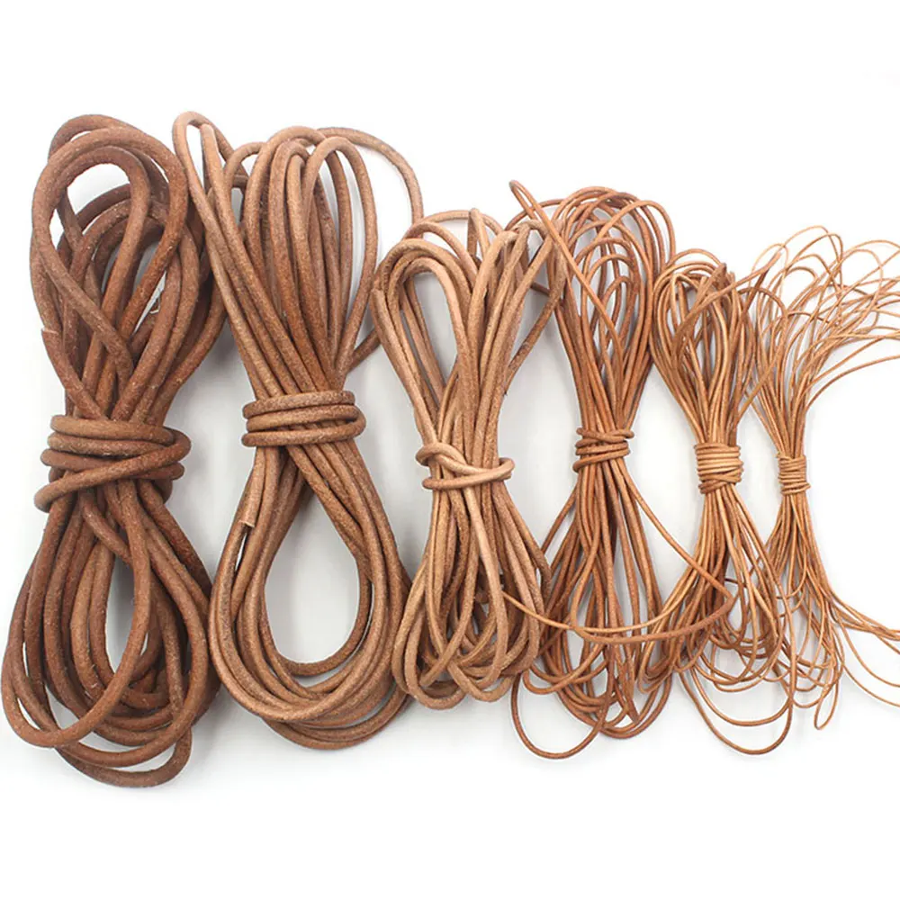 Cowhide leather cow skin rope genuine leather Strip cord leathercraft  leather rope Veg-tan Leather Strap Strings 1.5-8mm