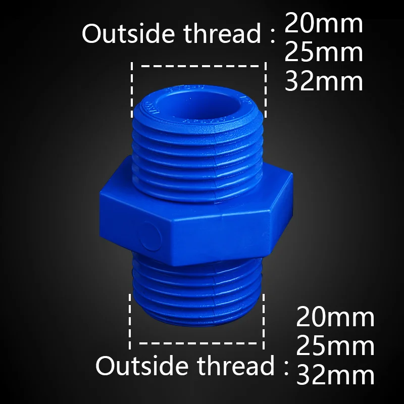 PVC Thread Water Pipe Joint Male Thread PVC Straight Connectors Home Garden Irrigation PVC Pipe Fittings Blue PVC Joints 1 Pcs