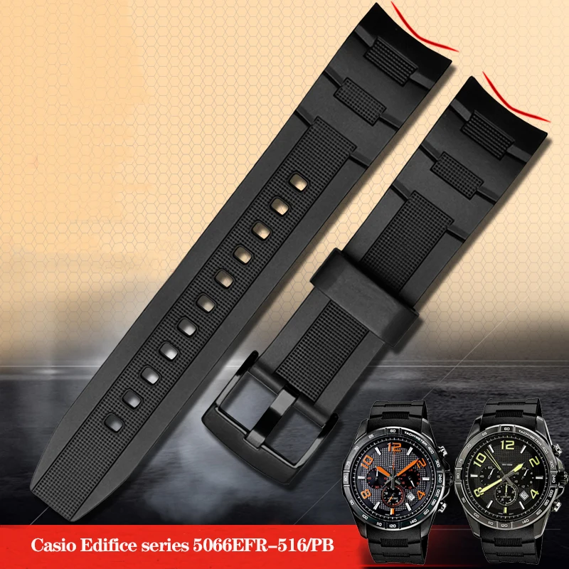 For Casio 5468  EDIFICE EFR-303/304 EFR-516PB EFR-516 Silicone Rubber Bracelet Resin Watch Strap 22mm Watchband Waterproof Belt