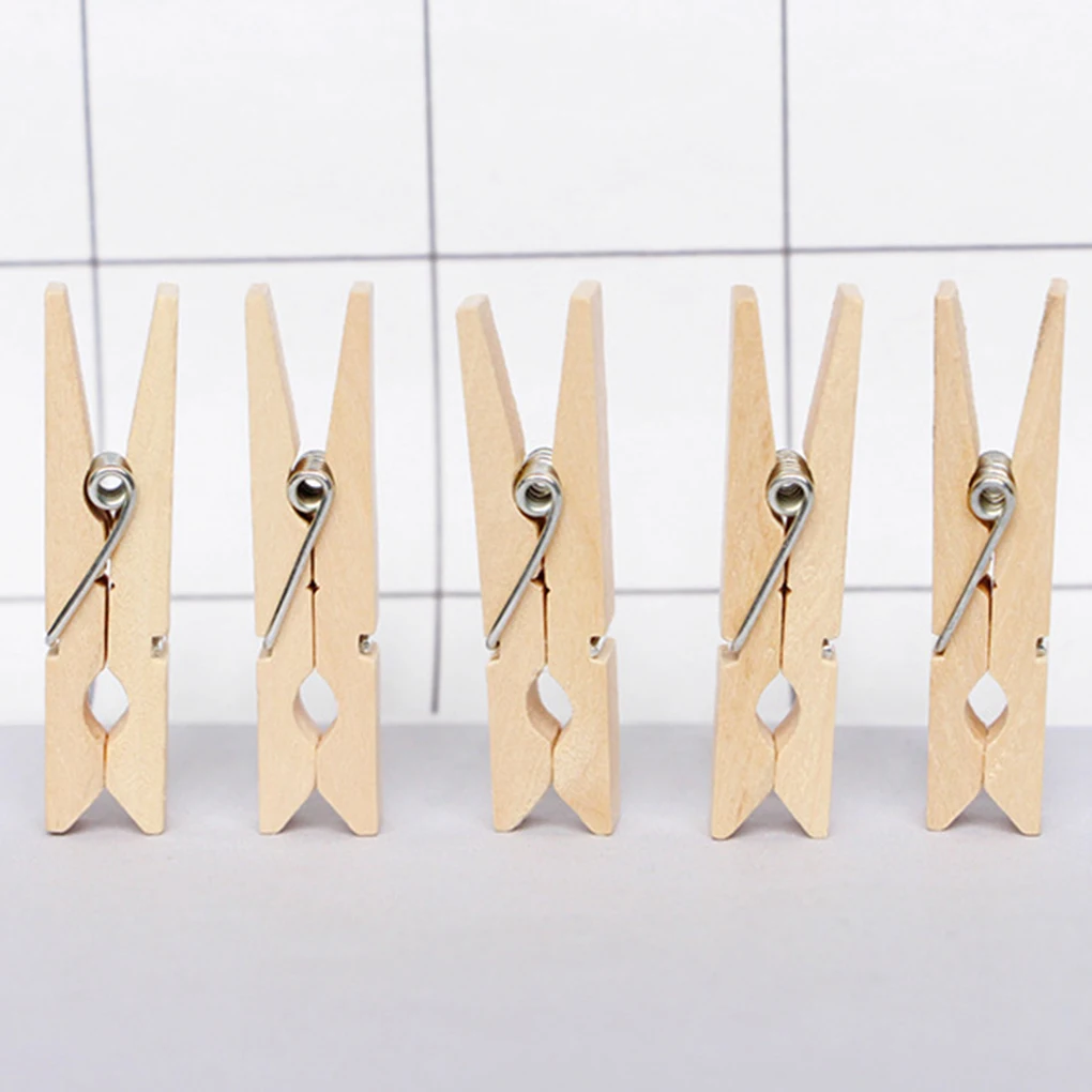 50/100/200pcs Clips Wood Photo Album Clamp DIY Picture Mini Clothespin Home Laundry Clothes Pin Wall Hanging Peg Clip