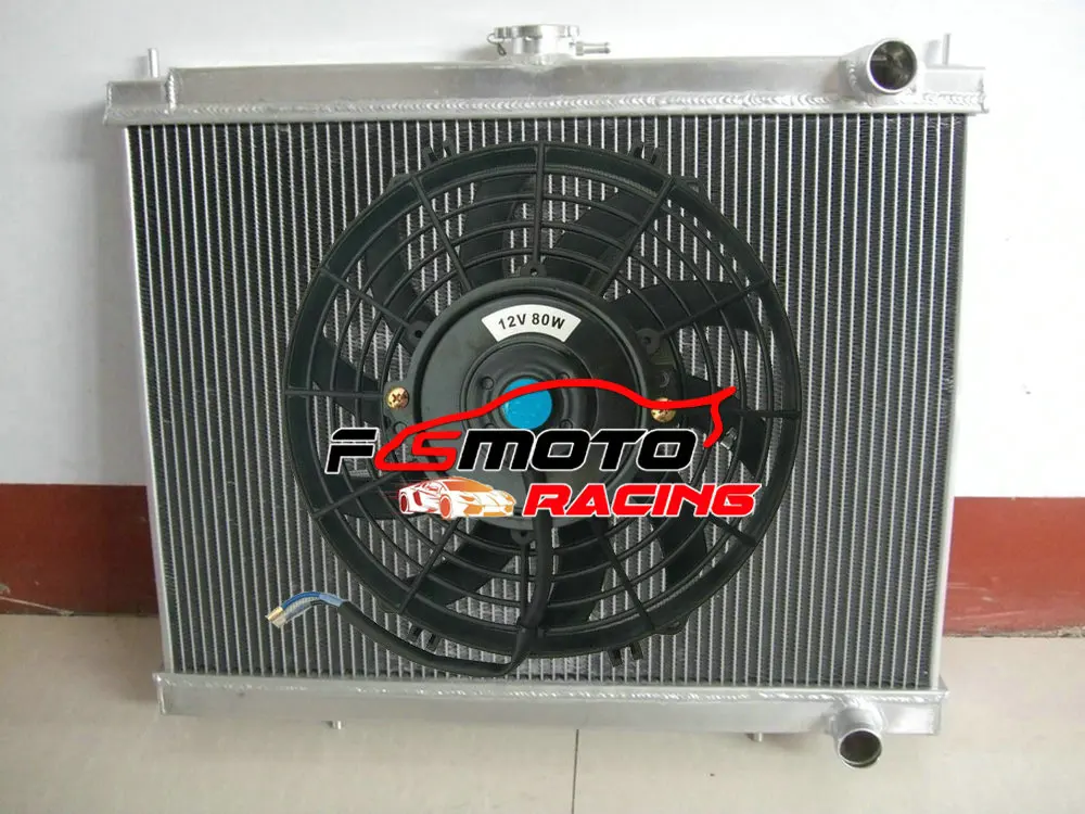 Aluminum Radiator + Fans For Nis-san Skyline GTR BNR34 R34 V-Spec Z-Tune RB26DETT Twin Turbo 2.6L L6 1999-2002 MT