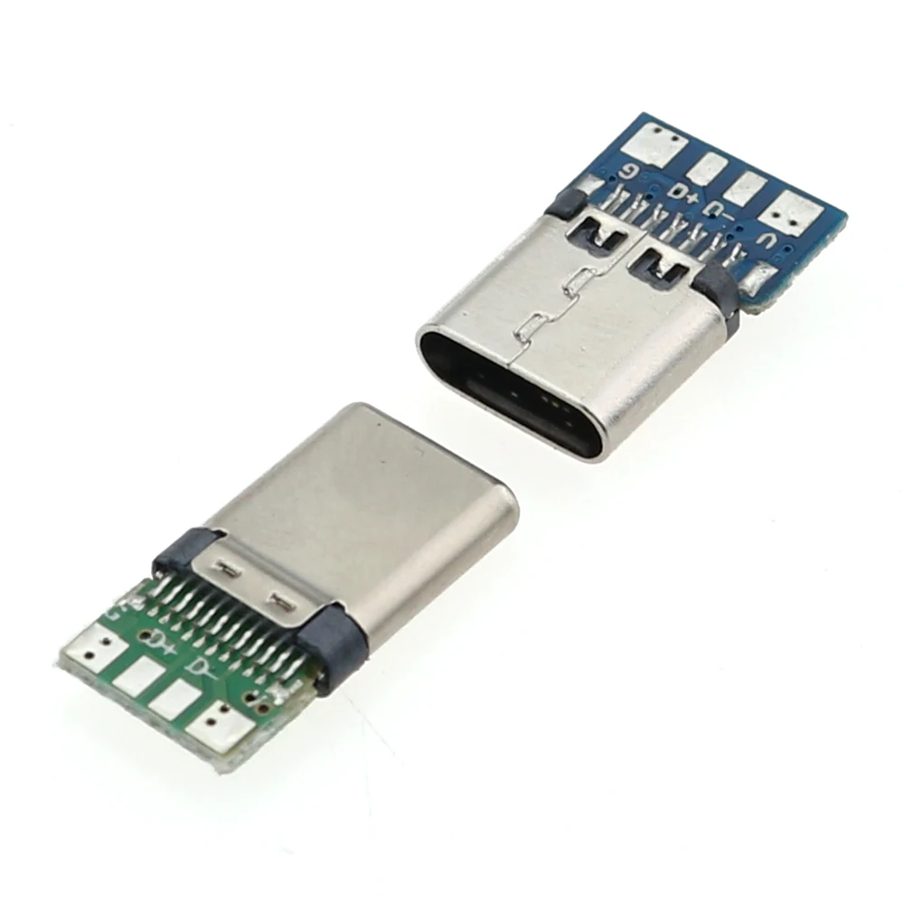 10pcs USB 3.1 유형 C 커넥터 24 핀 Male / Female 소켓 리셉터클 어댑터-솔더 와이어 전원 케이블 USB-C PCB 보드 포트